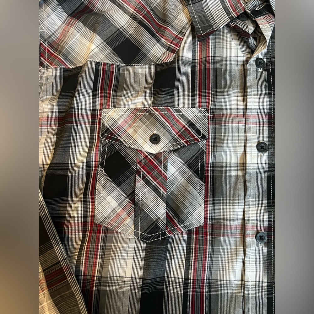 NWT Avirex Men's Plaid Shirt - Black and Red 2X - Picture 6 of 7